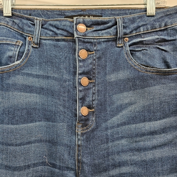 RiSEN rose gold button fly chewed hem high rise skinny jeans size 1XL - Picture 3 of 8